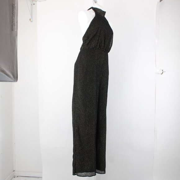 House Of Harlow Jumpsuit NEW Sz L Black Gold Black Polka Dots Nylon Jumpsuit - Picture 7 of 16